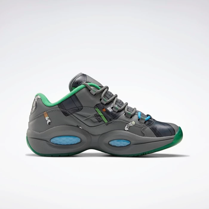 Reebok BBC Question Low Men's Basketball Shoes Grey/Green/Light Blue | PH836TV