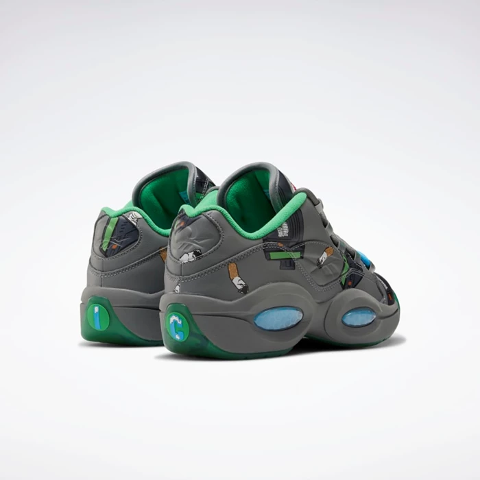 Reebok BBC Question Low Men's Basketball Shoes Grey/Green/Light Blue | PH836TV