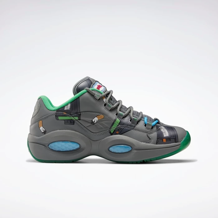 Reebok BBC Question Low Men\'s Basketball Shoes Grey/Green/Light Blue | PH836TV