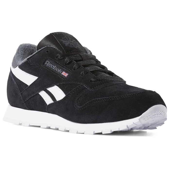 Reebok Classic Leather Kids\' Classic Black / Grey | PH647AR