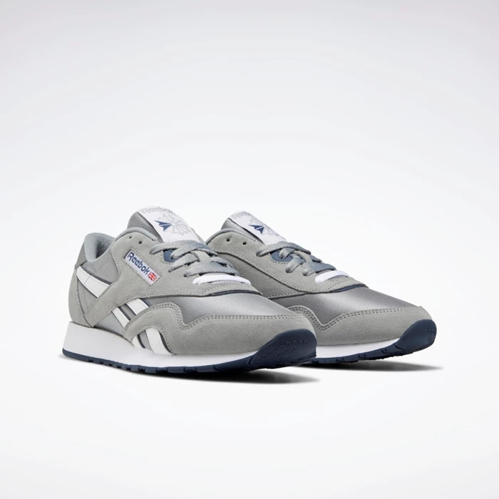 Reebok Classic Nylon Men's Classics Platinum/Platinum/Blue | PH735NP