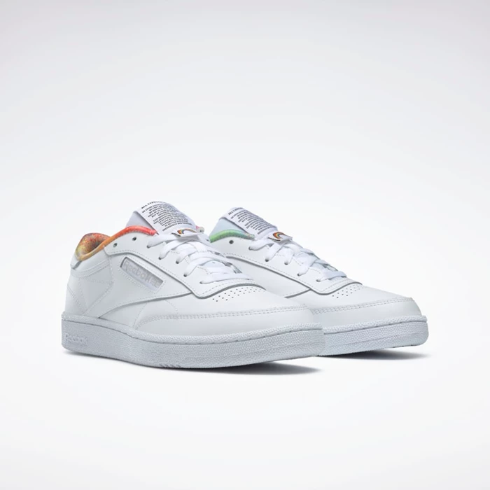 Reebok Club C 85 Pride Men's Classics White/White/Multicolor | PH359ST