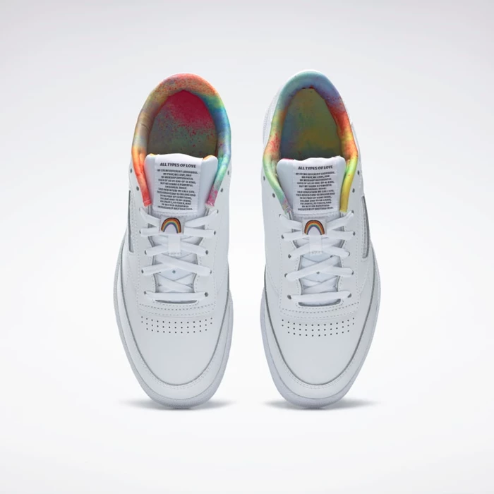 Reebok Club C 85 Pride Men's Classics White/White/Multicolor | PH359ST