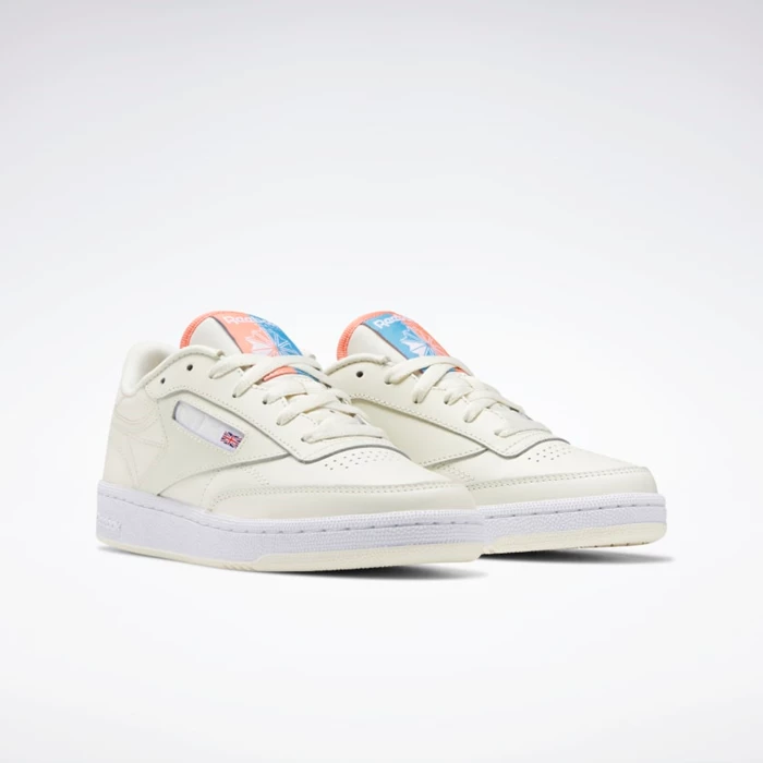 Reebok Club C 85 Women's Classics White/White/Coral | PH796SF