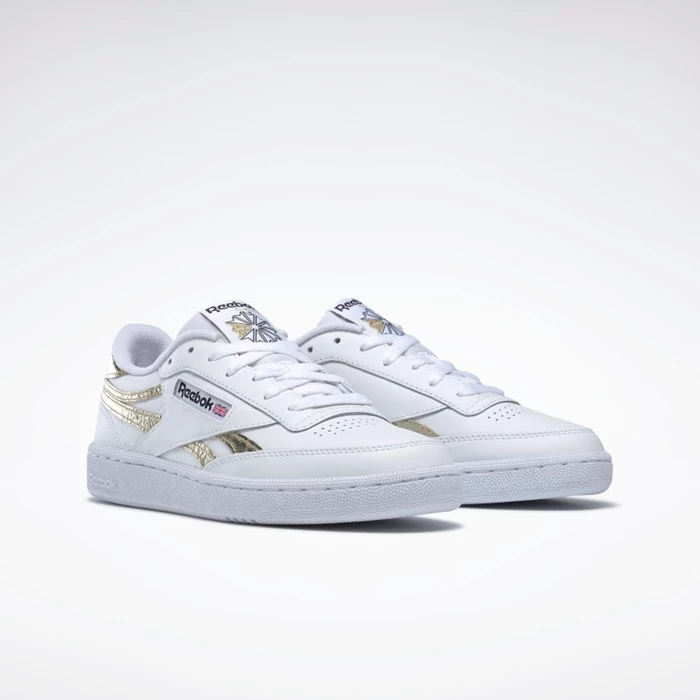 Reebok Club C Revenge Women's Classics White/Gold Metal/White | PH691XZ