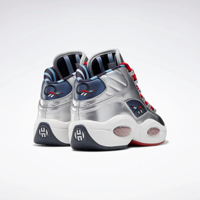 Reebok Harden Question Mid Men's Basketball Shoes Silver/Blue/Red | PH596BT