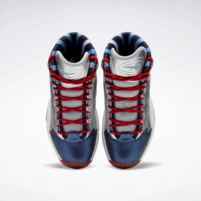Reebok Harden Question Mid Men's Basketball Shoes Silver/Blue/Red | PH596BT
