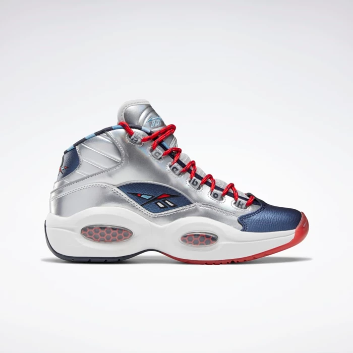 Reebok Harden Question Mid Men\'s Basketball Shoes Silver/Blue/Red | PH596BT