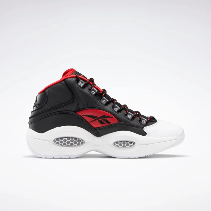 Reebok Question Mid Men's Basketball Shoes Black/White/Deep Red | PH150UL