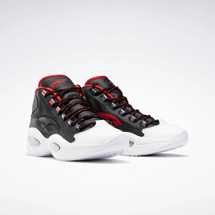 Reebok Question Mid Men's Basketball Shoes Black/White/Deep Red | PH150UL