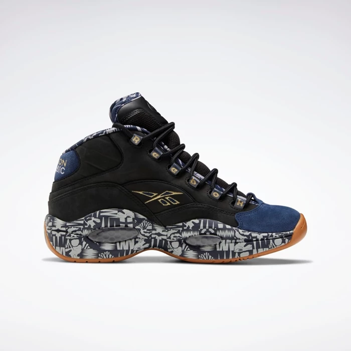 Reebok Question Mid Men's Basketball Shoes Black/Navy/Grey | PH254ZI