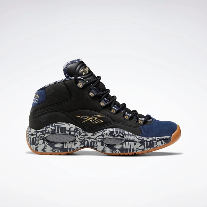 Reebok Question Mid Men\'s Basketball Shoes Black/Navy/Grey | PH254ZI