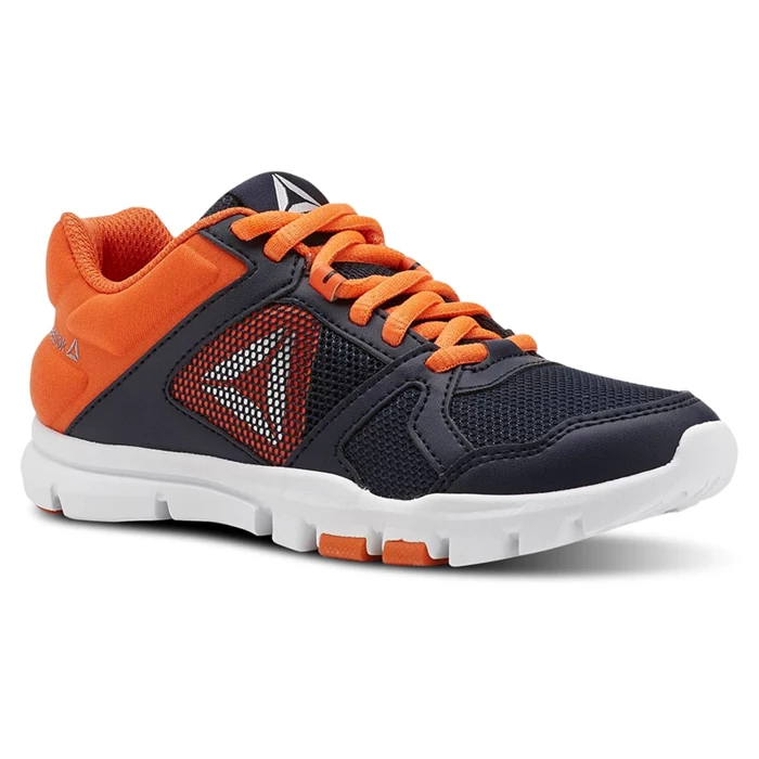 Reebok YourFlex Train 10 Kids\' Training Shoes Navy / Orange / White / Silver | PH295MG