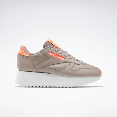 Reebok Classic Leather Double Women's Classics Grey/Orange/White | PH473VS