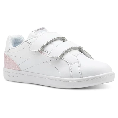 Reebok ROYAL COMP CLN 2V Kids' Sneakers White / Pink / Silver | PH564EJ